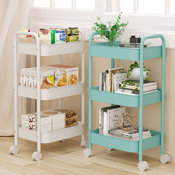 3 Tier Storage Trolley Cart On Wheels Kitchen Bathroom Laundry Narrow Space Racket