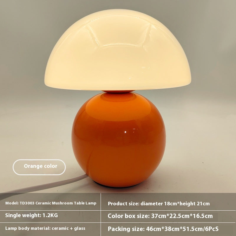 Nordic Cream Ceramic Mushroom Table Lamp Decoration