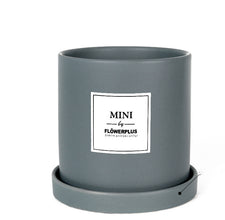 Indoor ceramic flower pot with tray