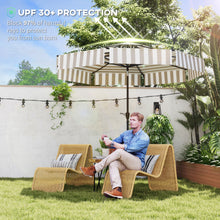 Sombrilla de patio de 2,7 m, para exteriores, con ventilación, de 2 niveles y manivela de 8 varillas, inclinable para porche, terraza, jardín y piscina, color gris claro