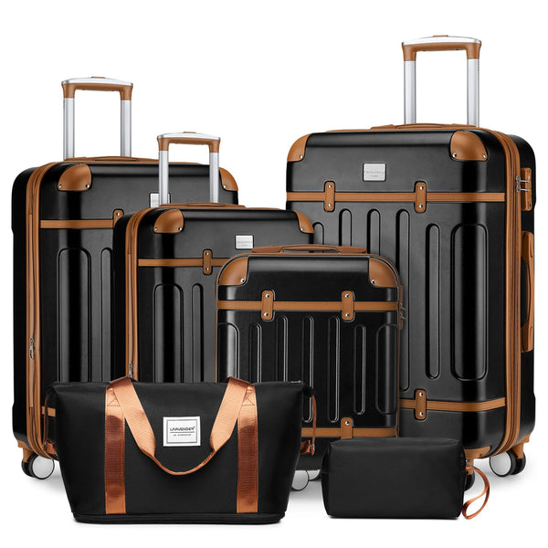 LARVENDER Luggage Sets 6 Piece Expandable Luggage Hardshell Suitcase Sets