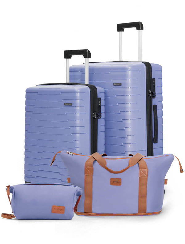 Cosbarn Luggage Sets 4 Piece Suitcases with Wheels PP Hard Case Luggage with Upgraded Shock-absorbing Spinner Wheel&TSA Lock Carry On Luggage Set