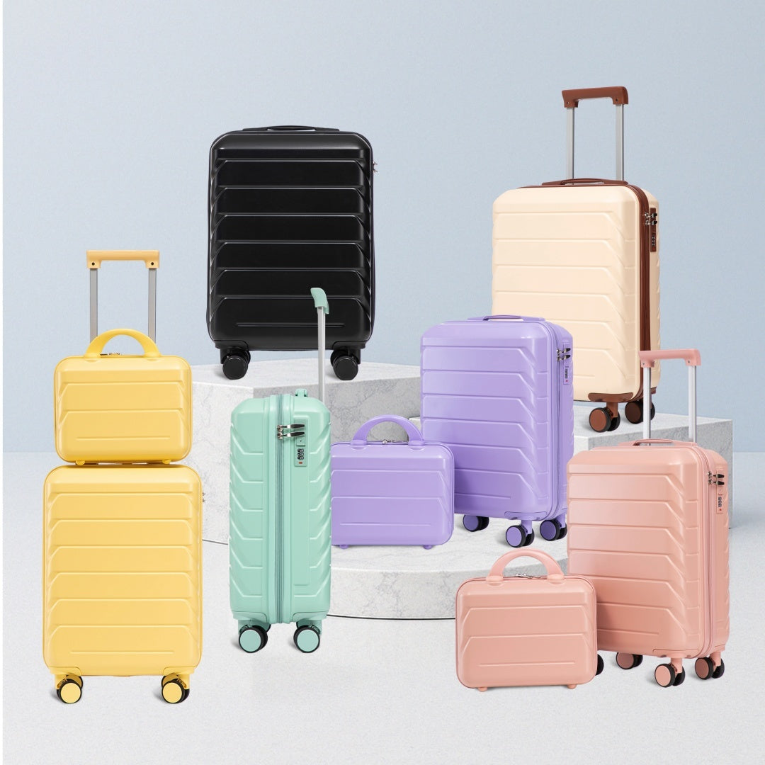 14  20 2 Pcs  Set In ABS Spinner Wheel Luggage, With Combination Lock,14 Cosmetic Case