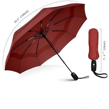 Paraguas de viaje plegable automático de doble capa transpirable y resistente al viento