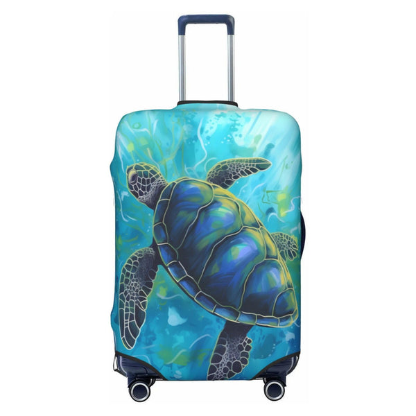 YouQu Cartoon Sea Turtle Travel Luggage Suitcase COVER Washable Suitcase COVERS Elastic M - Fits 22-24 inch luggage (No Suitcase)