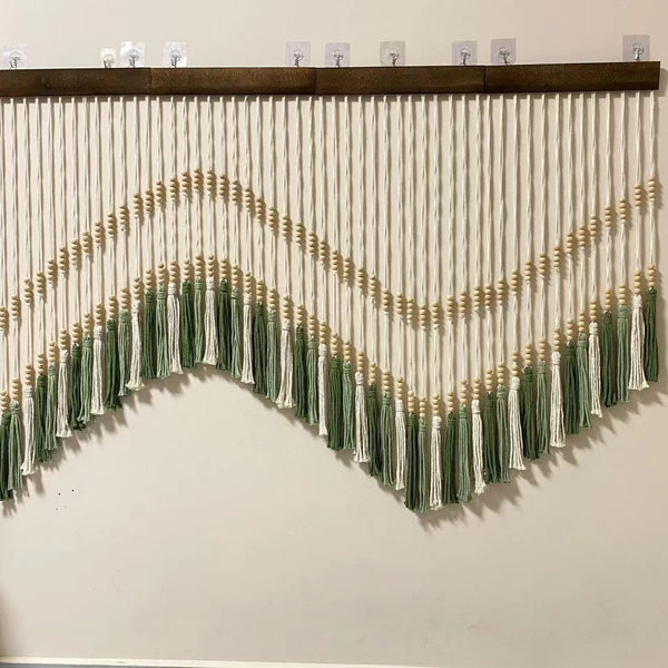 Tapiz tejido a mano con fondo bohemio para decoración de pared.