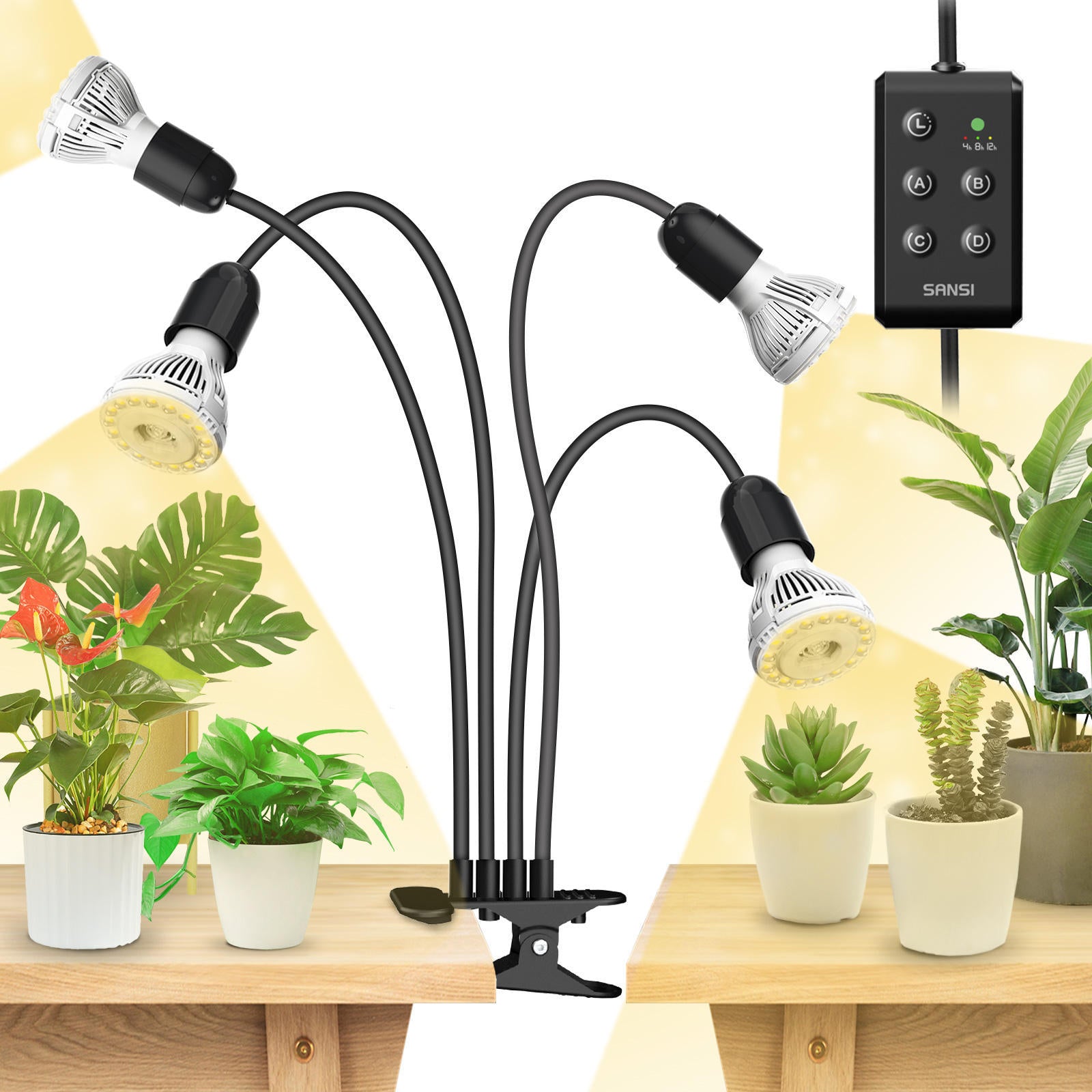 LED Grow Lights For Indoor PlantsTime Set 600W Full Spectrum Gooseneck Clip Plant Grow Light Plant Light With Timer