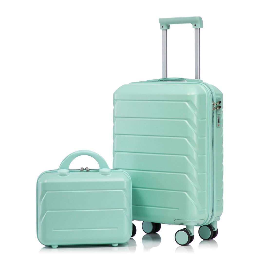 14  20 2 Pcs  Set In ABS Spinner Wheel Luggage, With Combination Lock,14 Cosmetic Case