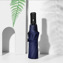 Paraguas plegable automático de goma negra de doble propósito resistente a los rayos UV