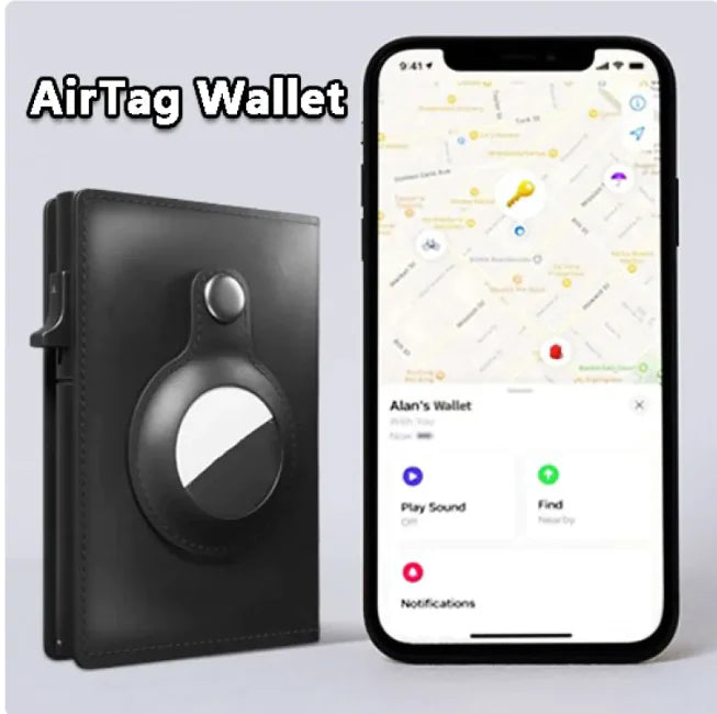 Slim RFID Wallet – Leather Anti-Theft Card Holder for AirTag