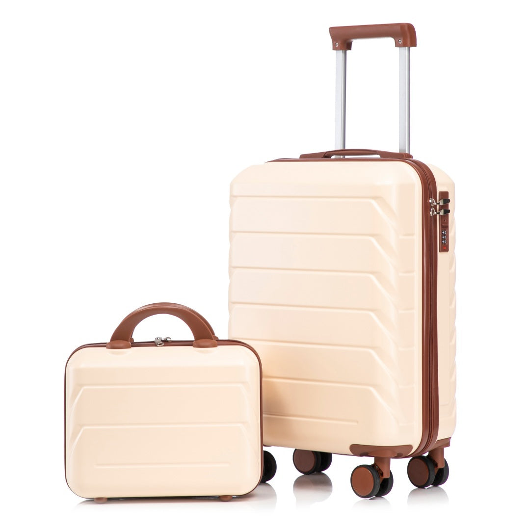 14  20 2 Pcs  Set In ABS Spinner Wheel Luggage, With Combination Lock,14 Cosmetic Case