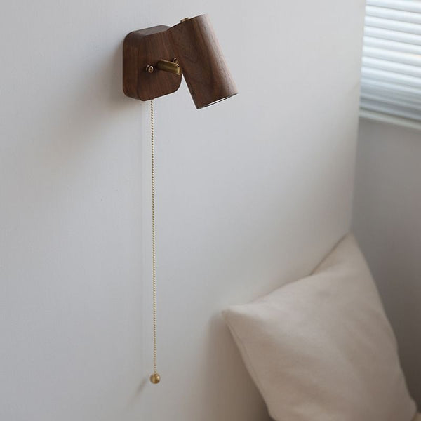 Retro Japanese Style Walnut Wall Lamp Bed & Breakfast Simple