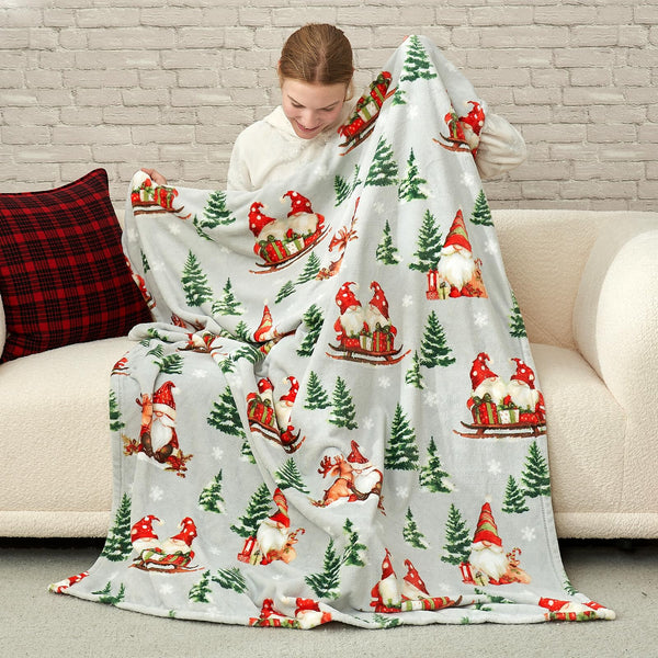 Plaid Gnome Plush Throw blanket