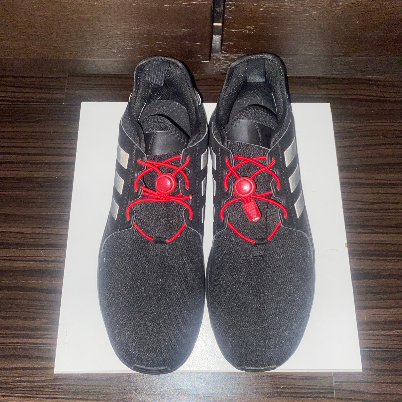 Adidas Men’s Sneakers Running Shoes Black Red Laces