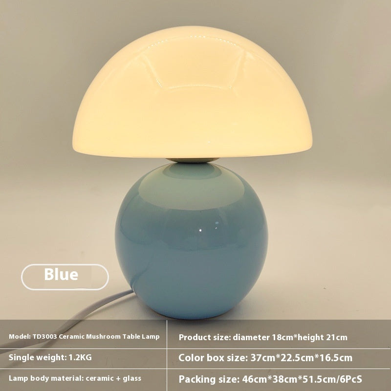 Nordic Cream Ceramic Mushroom Table Lamp Decoration