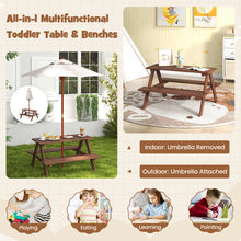 Mesa de picnic para niños de 4 plazas con banco y sombrilla extraíble