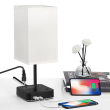 ELCBEAM Sleek Bedside Lamp with Integrated Power Strip