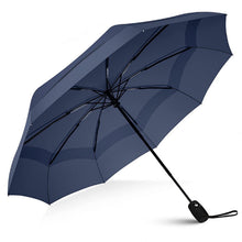 Paraguas de viaje plegable automático de doble capa transpirable y resistente al viento