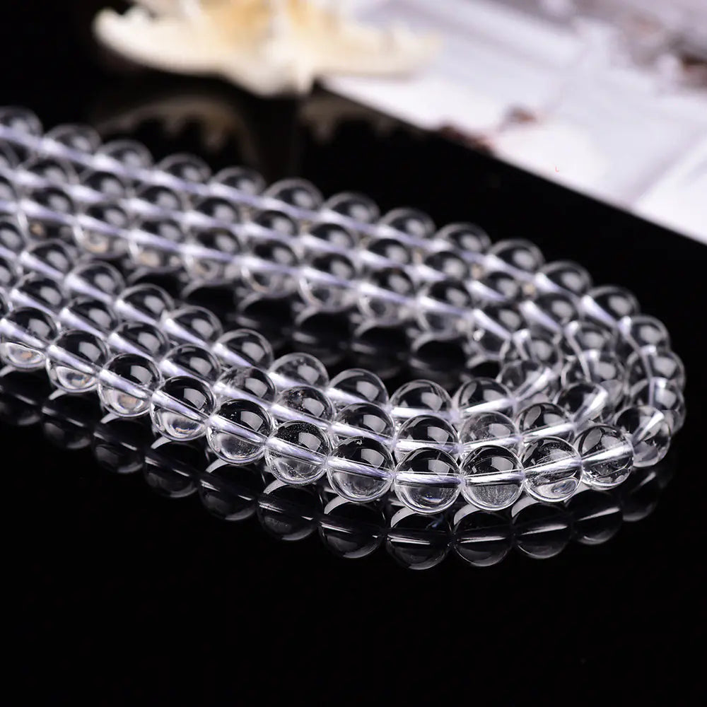 Natural White Crystal Bead Bracelet and Necklace Set