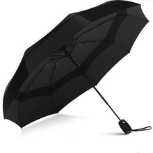 Paraguas de viaje plegable automático de doble capa transpirable y resistente al viento